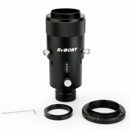 SV112 1.25inch Fully Metal Deluxe Variable Eyepiece Projection Kit for Telescopes with T-Ring Adapter