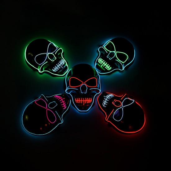 Skeleton Mask EL Wire Light Up Skull Mask for Halloween Costume Accessory