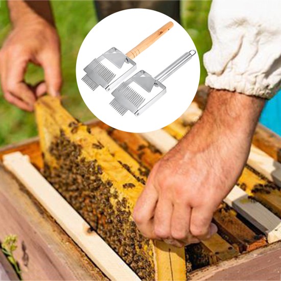 Stainless Steel Bee Hive Uncapping Honey Forks Scraper Handle Beekeeping Tools