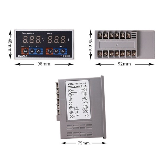 THE-2000 0~400℃ Intelligent Digital Display Temperature Time Controller for Hot Stamping Machine Oven K Type Thermocouple Relay Output