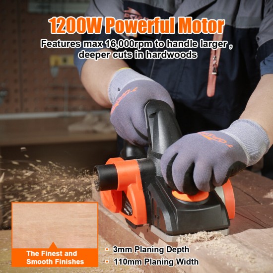 TS-EP3 1200W 10-Amp Electric Corded Hand Planer 4-3/8-Inch Woodworking Cutting Machine