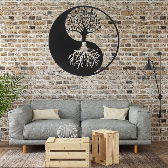 Tree Of Life Hanging Wall Metal Art Round Hanging Sculpture Home Decor