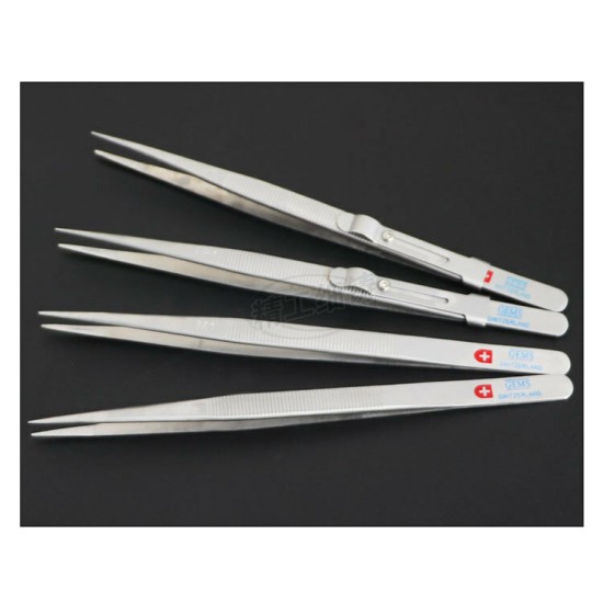 Tweezers For Jewelry 304 Stainless Steel Tweezers Thickened And Hardened Grooved Stainless Steel Pointed Non-slip Tweezers