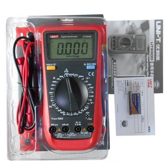 UT890C+ Digital True RMS Multimeter Multimetro Tester With Test Lead Cable