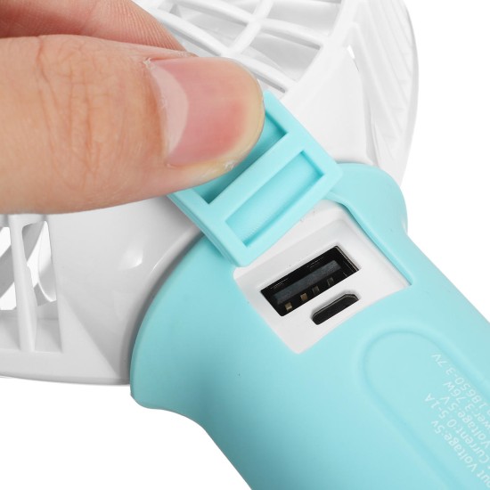 USB Cooling Fan Portable Handheld Fan 3 Speed Mini Fan LED light 2200mAh Battery Hanging Fan