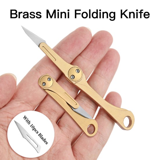 Vastar Brass Mini Folding KnIife Pocket Unpacking Utility KnIives Scallpel Sharp Sellf-Deefense Key KnIife Dismantling Express KnIives