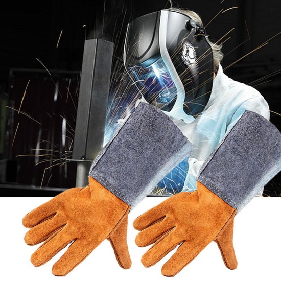 Welding Gloves Welders Work Soft Cowhide Leather Plus Gloves for Protecting Hand Tool