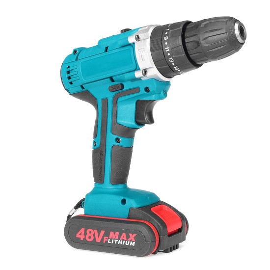 48V 2 Speed Power Drills Cordless Electric Drill 13000mAh 25+3 Torque Drilling Tool With 2 Li-ion Batteries