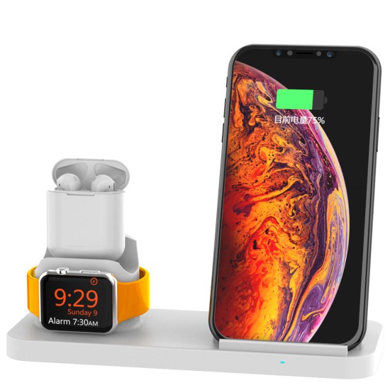 3 in 1 Qi Wireless Fast Charger Stand + Cooling Fan For iPhone Apple Watch Airpods
