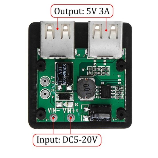 5V 3A Dual USB Solar Panel Batter Regulator Power Charge Controller Black