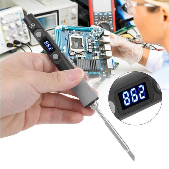 SQ-D60 60W Digital Soldering Iron Station DC12-24V Type-C Interface 100℃ 400℃ Adjustable Temperature