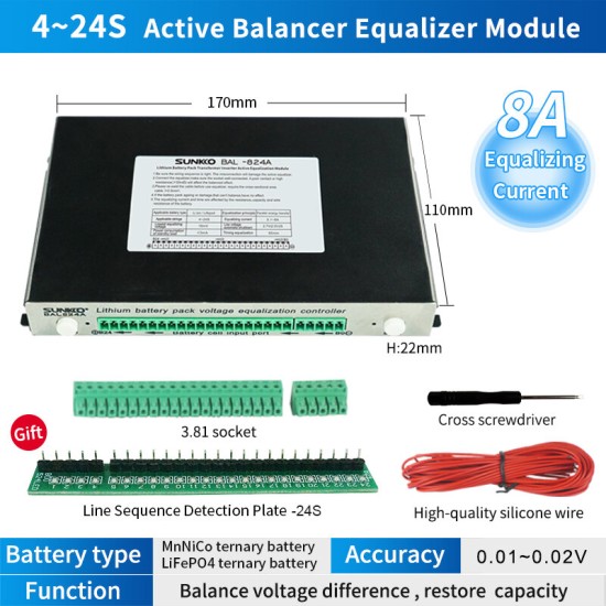 5A with Shell Current Ternary Iron Lithium Battery 4-24 Series Active Balance Plate Pressure Difference Balance Capacity Repair Protection Restorer