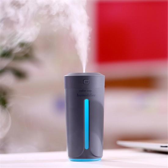 DC 5V 230ML LED Air Humidifier Ultrasonic Cool Mist Purifier USB Rechargeable Home Car