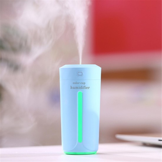 DC 5V 230ML LED Air Humidifier Ultrasonic Cool Mist Purifier USB Rechargeable Home Car