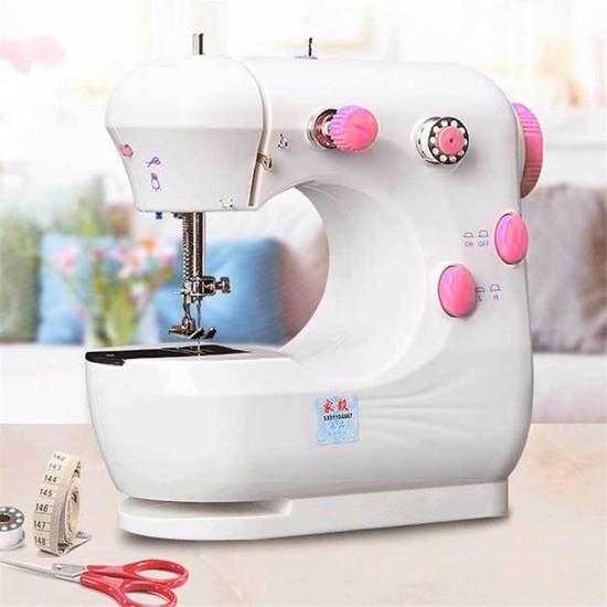 Mini Portable Electric Desktop Sewing Machine 2 Speeds For DIY Stitch Clothes Fabric