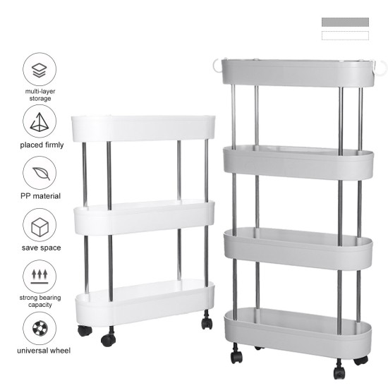 3/4 Layers Slim Storage Cart Mobile Shelving Unit Organizer Slide Out Storage Rolling Utility Cart Racks For Kitchen Bathroom