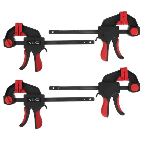 4Pcs 6/12inch Quick-Grip Bar Clamp One-Handed Clamp Spreader Light-Duty Quick-Change F Clamp with 100KG Load Limit Woodworking Clamp