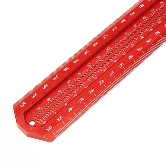 Aluminum Alloy Precision Marking Ruler Woodworking Multifunctional Scale Ruler Hole Ruler Woodworking Ruler Measuring Tools