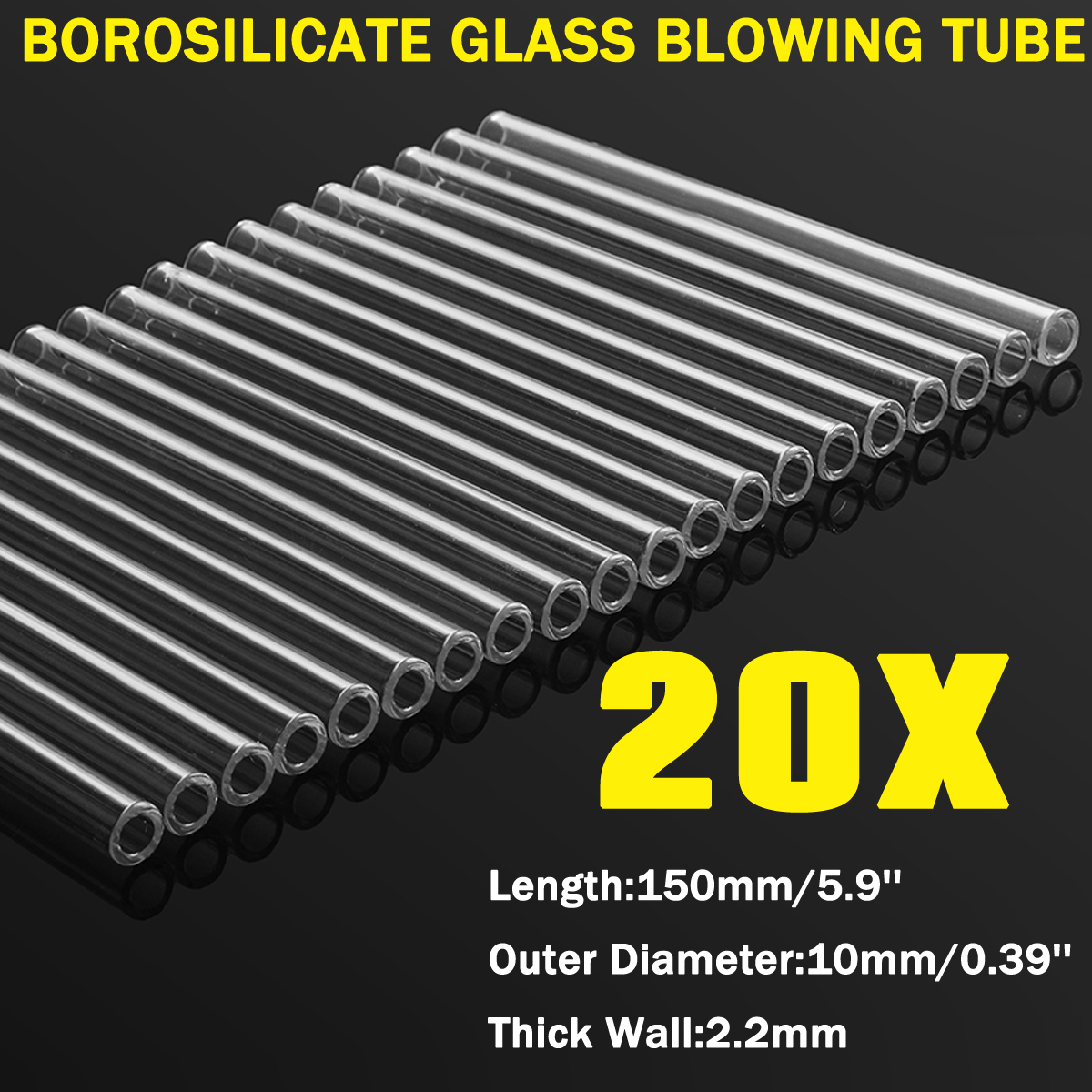 20Pcs-10mmx150mm-Borosilicate-Glass-Tubes-Clear-Blowing-Tubing-2mm-Wall-1347856-10