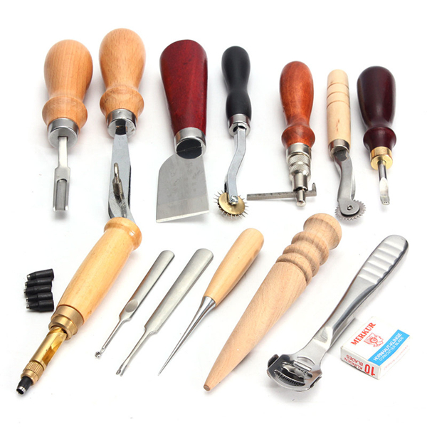 13Pcs-Leather-Craft-Hand-Awl-Skiving-Groover-Sewing-DIY-Tool-Kit-1090408-1