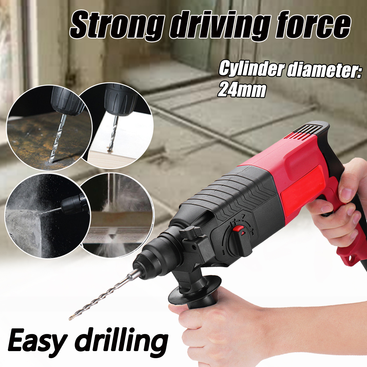 3-In1-620W-24mm-Electric-Hammer-Multifunction-Electric-Drill-Hammer-Pick-Punch-Bit-Set-1409169-2
