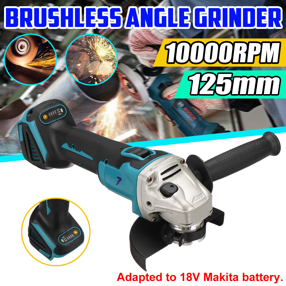 Drillpro-125mm-4-Speed-Regulated-Angle-Grinder-Rechargable-Li-ion-Battery-Brushless-Electric-Grinder-1699793-1