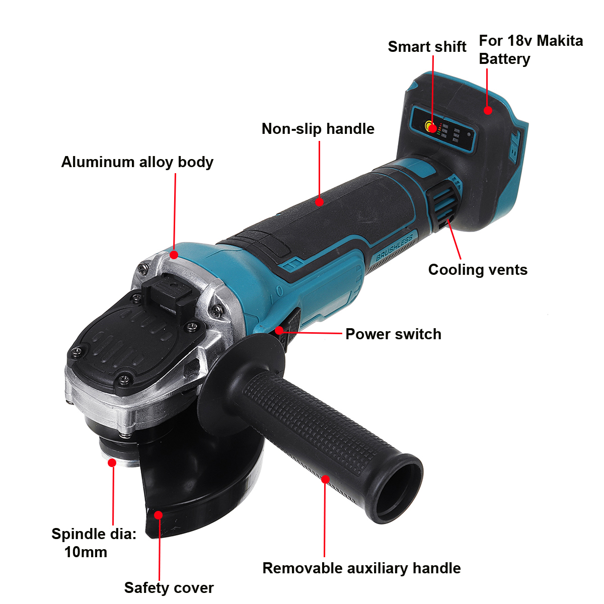Drillpro-388VF-100mm125mm-Brushless-Angle-Grinder-Rechargeable-Electric-Cutting-Grinding-Tool-W-12-B-1861855-8