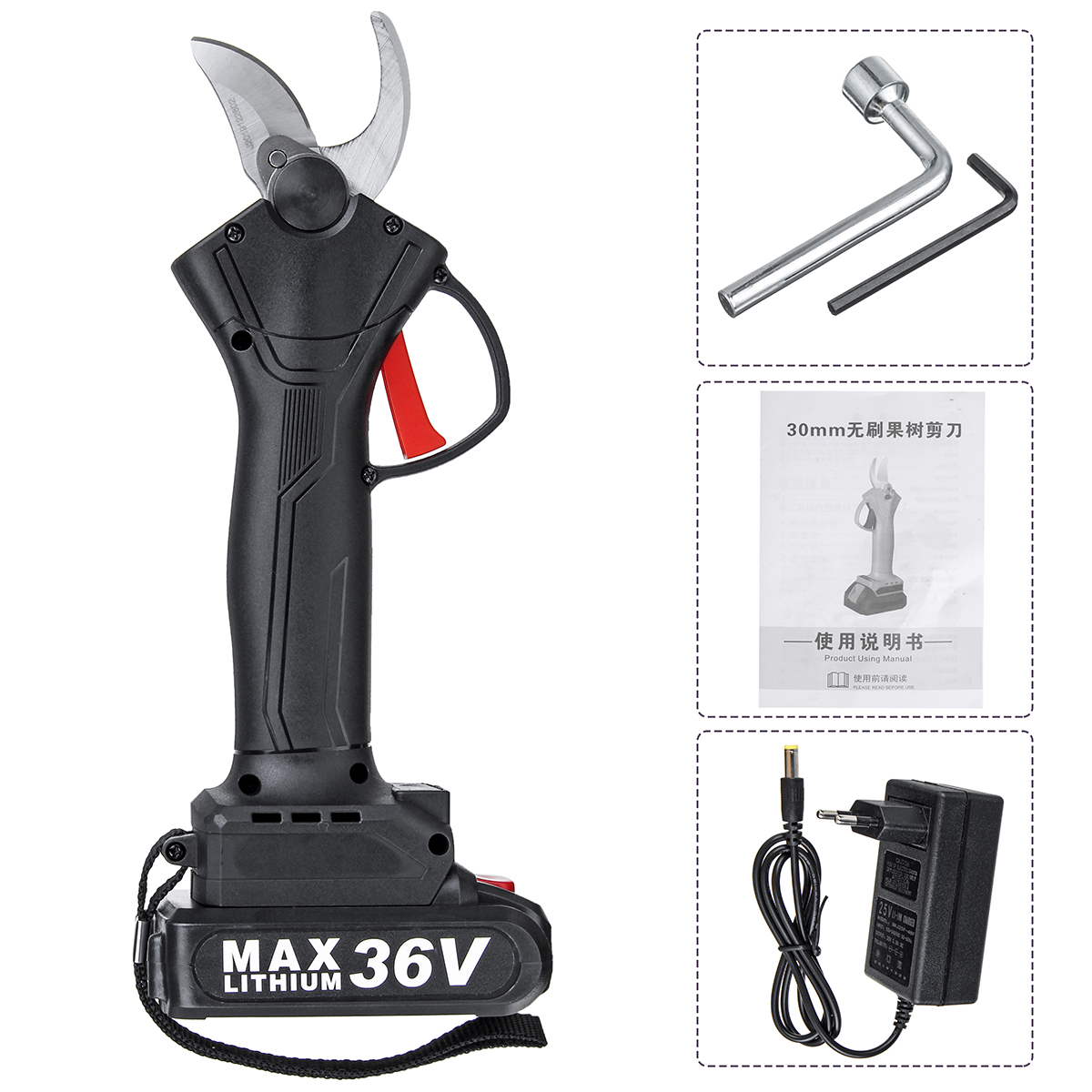 36V-Cordless-Rechargeable-Electric-Pruning-Shears-Secateur-Low-Noise-Branch-Cutter-Scissor-Trimmer-W-1660335-4