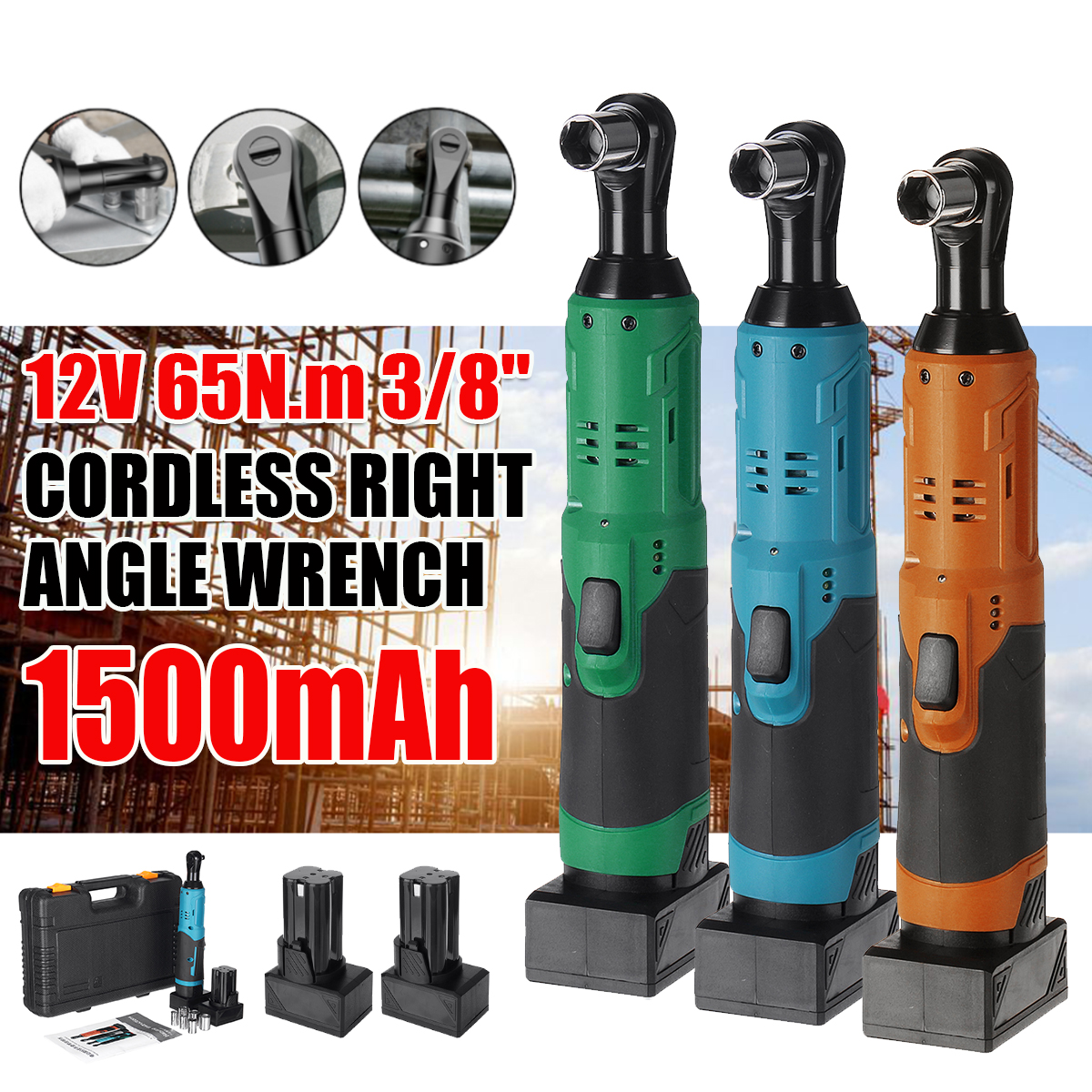 12V-65Nm-38quot-Cordless-Electric-Ratchet-Wrench-Tool-LED-Electric-Wrench-W-2pcs-Battery-1757428-2