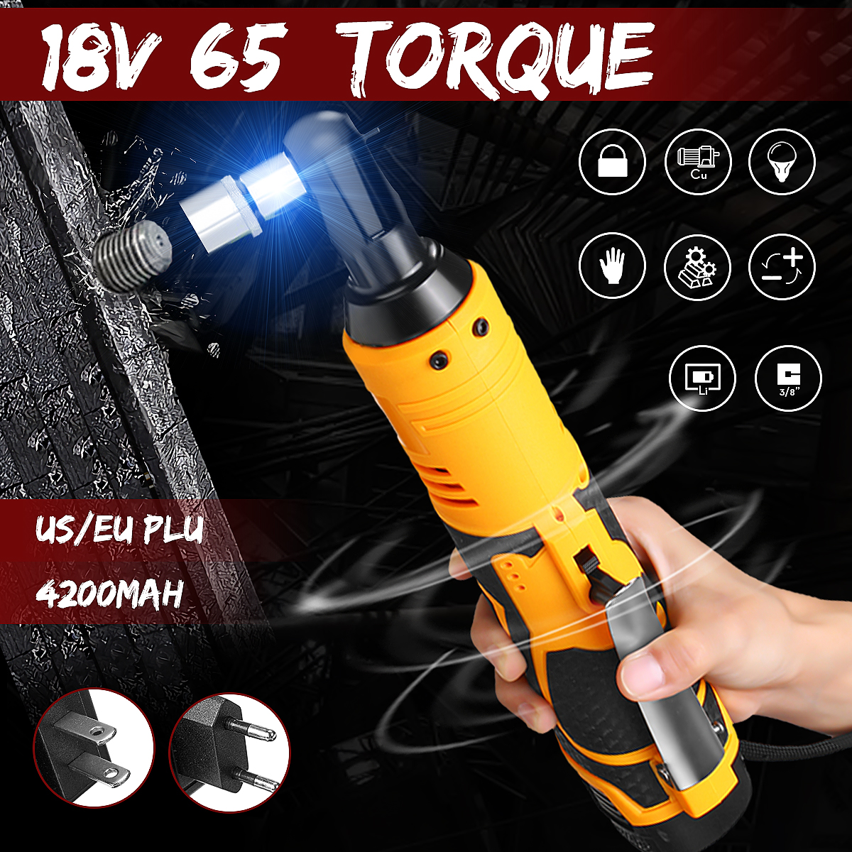 18V-Power-Cordless-Ratchet-Wrench-Li-ion-Electric-Wrench-4200mah-Max-Torque-65-Compact-Size-Battery--1560568-3