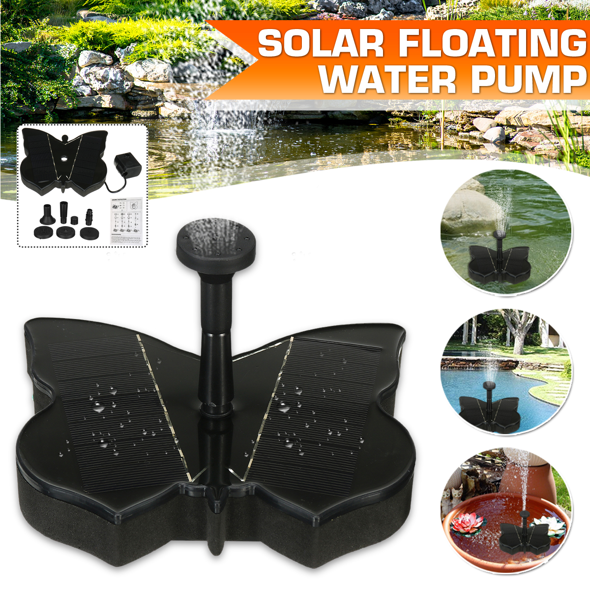 7V-200LH-Solar-Power-Floating-Fountain-Garden-Landscape-Water-Pump-w-4-Sprinkler-Head-1719557-1