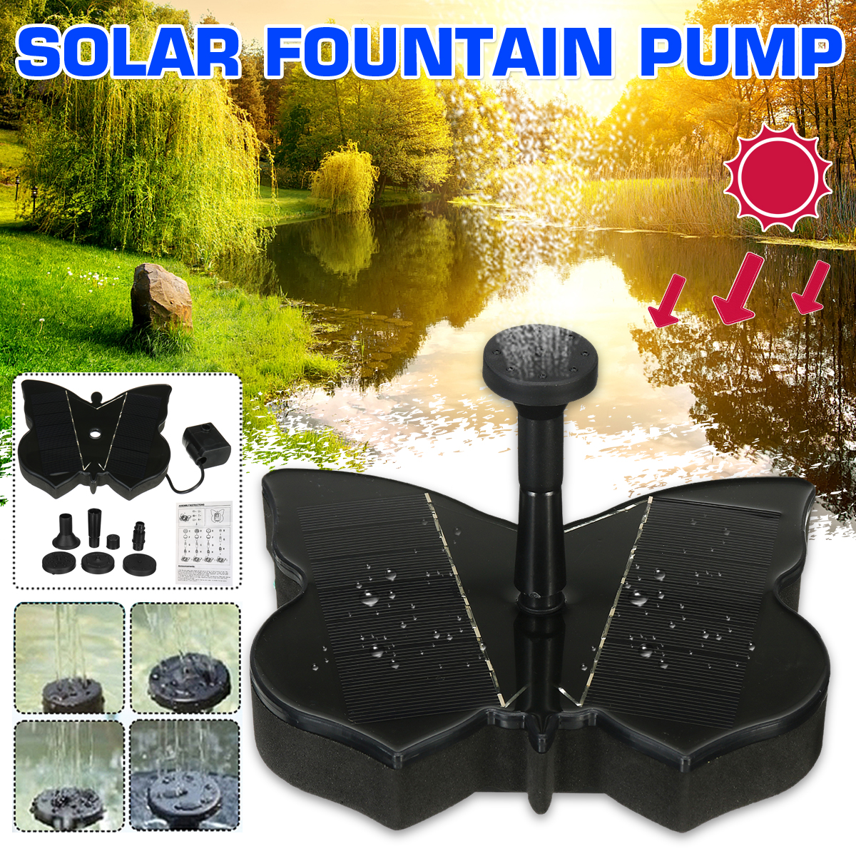 7V-200LH-Solar-Power-Floating-Fountain-Garden-Landscape-Water-Pump-w-4-Sprinkler-Head-1719557-2