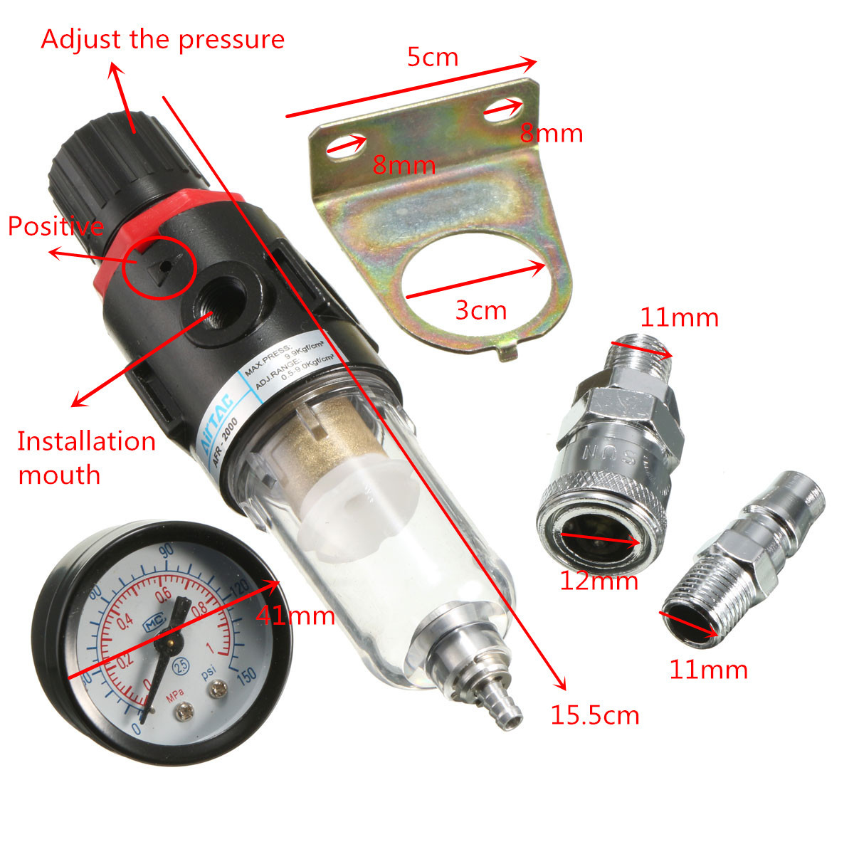 AFR-2000-14quot-Air-Compressor-Filter-Water-Separator-Trap-Tools-Kit-Regulator-Gauge-1043338-1