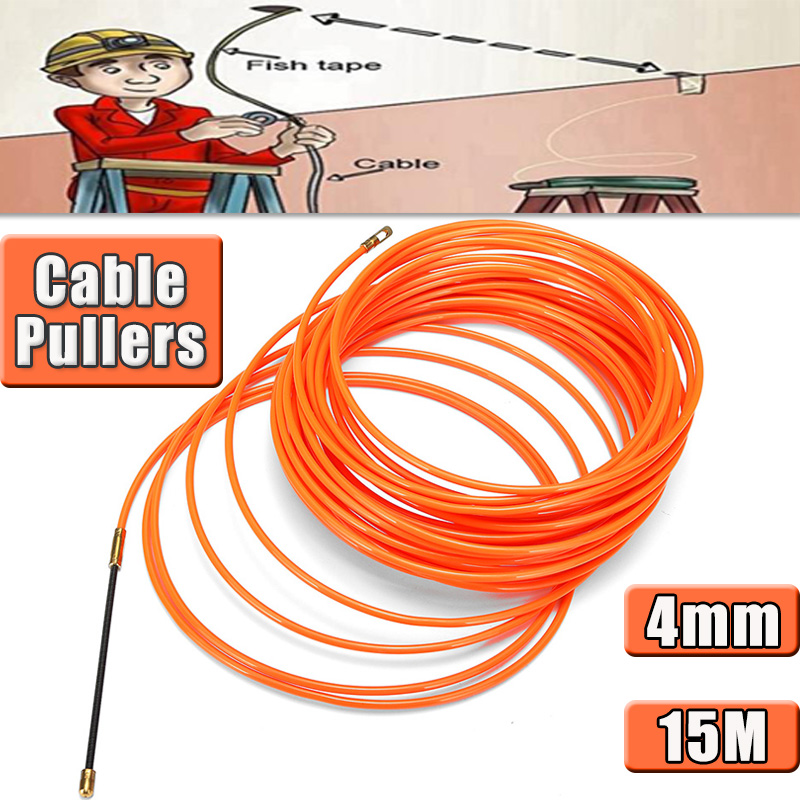 Cable-Push-Puller-Reel-Conduit-Nylon-Snake-Fish-Tape-Wire-Orange-4mm-15m-1379495-1