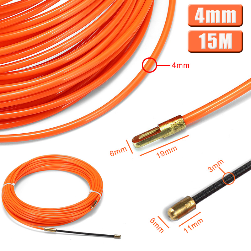 Cable-Push-Puller-Reel-Conduit-Nylon-Snake-Fish-Tape-Wire-Orange-4mm-15m-1379495-2