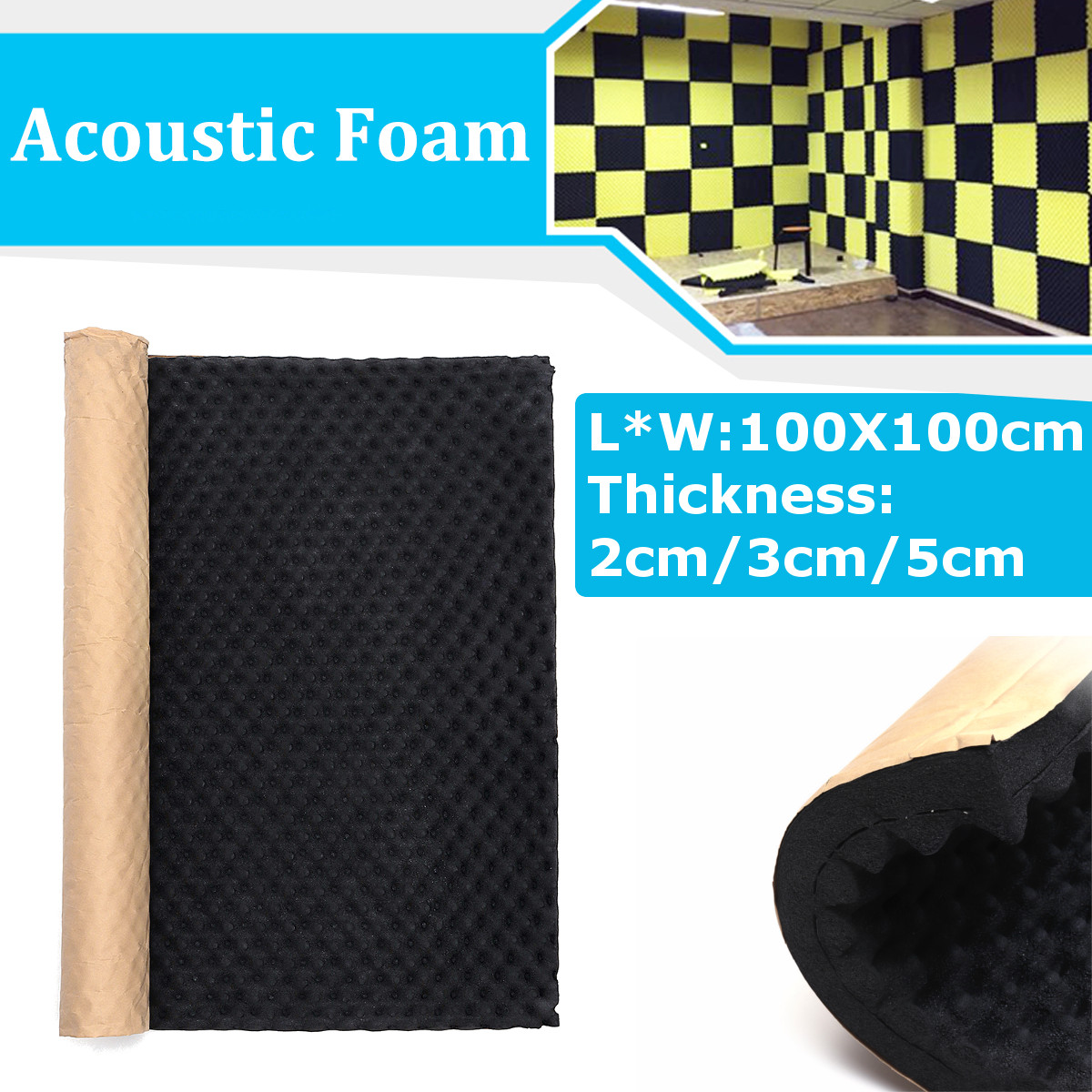 100x100cm-Car-SoundProof-Closed-Cell-Foam-Self-Adhesive-Acoustic-Foam-Thermal-Insulation-Waterproof-1382928-1