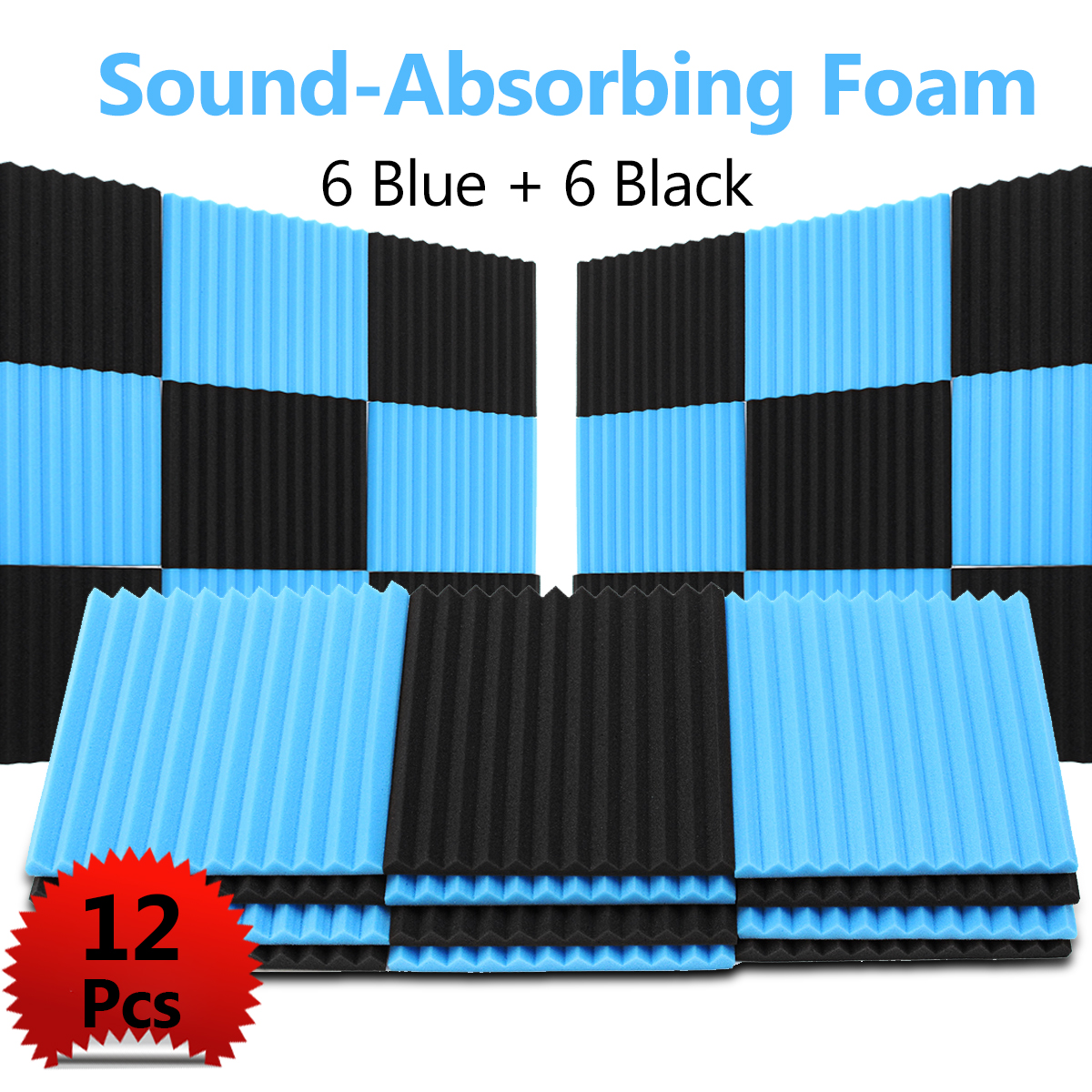 12PCS-Soundproofing-Foam-Tiles-Kits-Black-Blue-1631984-2