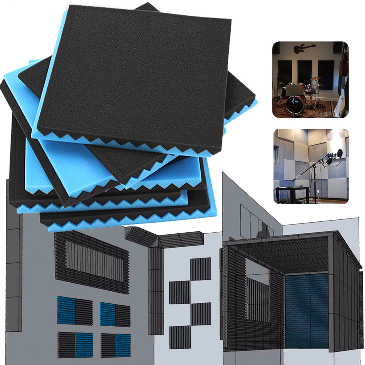 12PCS-Soundproofing-Foam-Tiles-Kits-Black-Blue-1631984-8