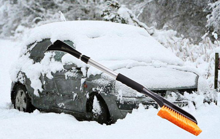 102cm multifunctional retractable snow brush with ice scraper garden cart snow removal shovel tool 1103865-2
