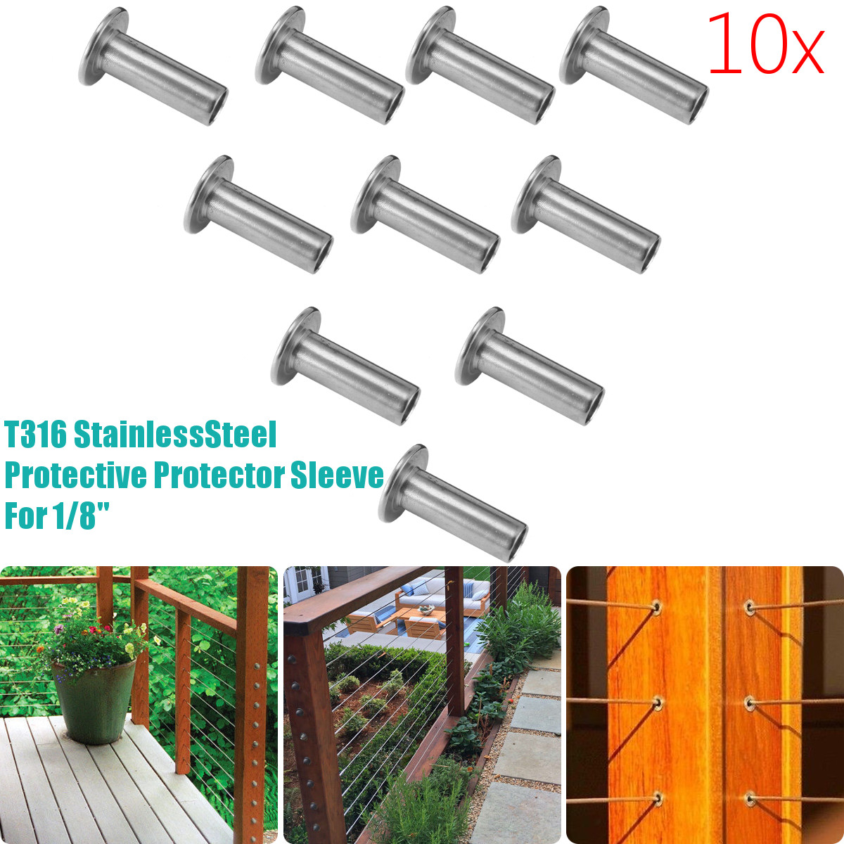 10X-T316 - Stainless Steel Protective Cover for 18" Cable Railing - 1797531-1