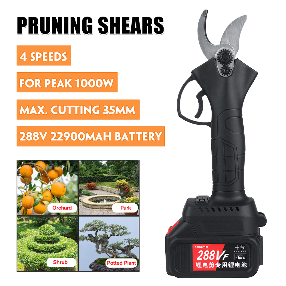 1000W-4-Speeds-Electric-Pruning-Shears-Garden-Scissor-Hedge-Trimmer-w-1pc-Battery-1806962-2