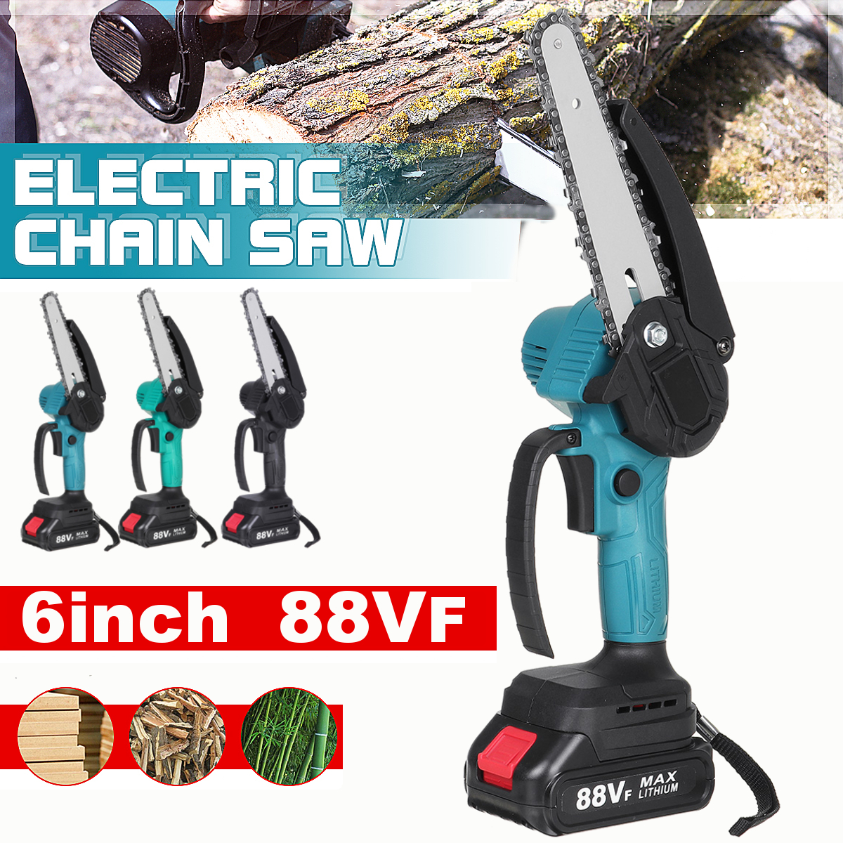 88VF-Electric-Saw-Cordless-6-Inch-One-Hand-Chain-Saws-Woodworking-Cutting-Tool-W-1-Battery-1855400-4