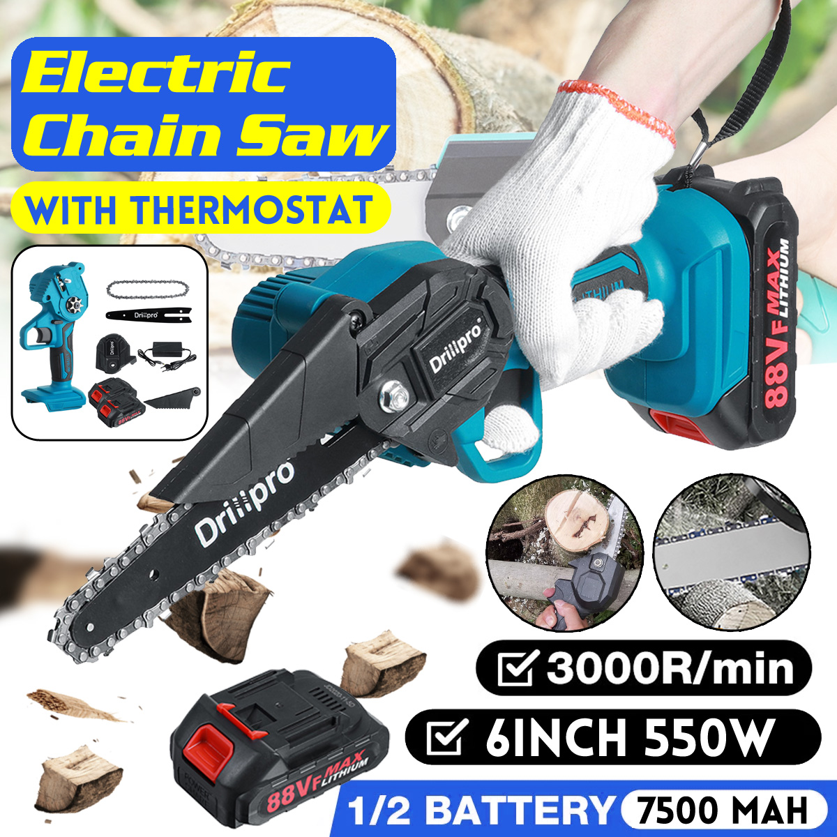Drillpro-6-Inch-Electric-Chain-Saw-Portable-Woodworking-Tool-Wood-Cutter-W-1-or-2pcs-Battery-For-Mak-1830156-2