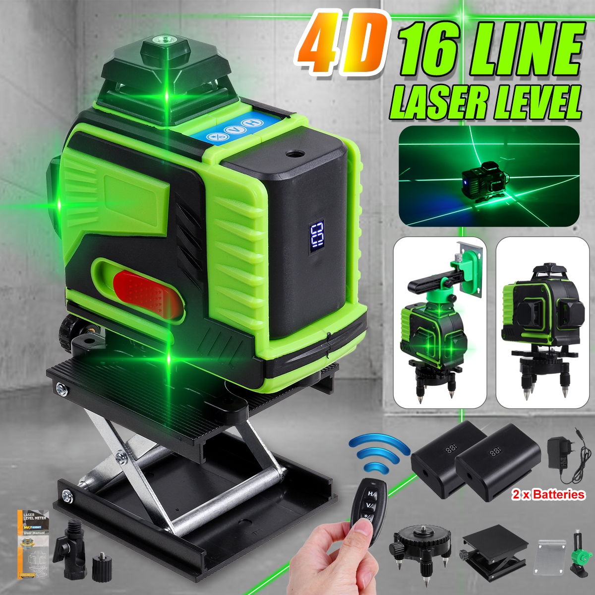 4D-16-Lines-Green-Light-Laser-Levels--360deg-Self-Rotary-Leveling-Measure-Tools-with-2PCS-Lithium-Ba-1941453-1