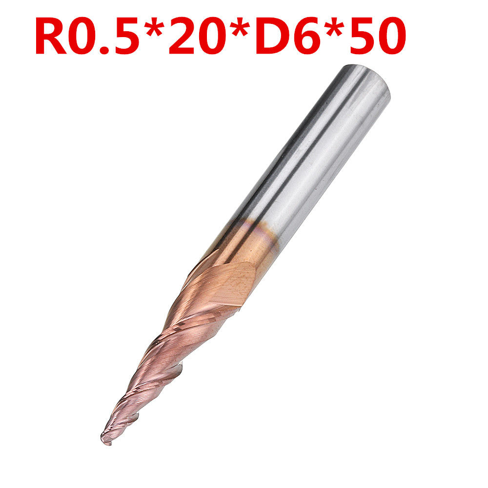 Drillpro-R025-R05-R075-R10-20D650-2-Flutes-Taper-Ball-Nose-End-Mill-HRC50-Milling-Cutter-1467501-2