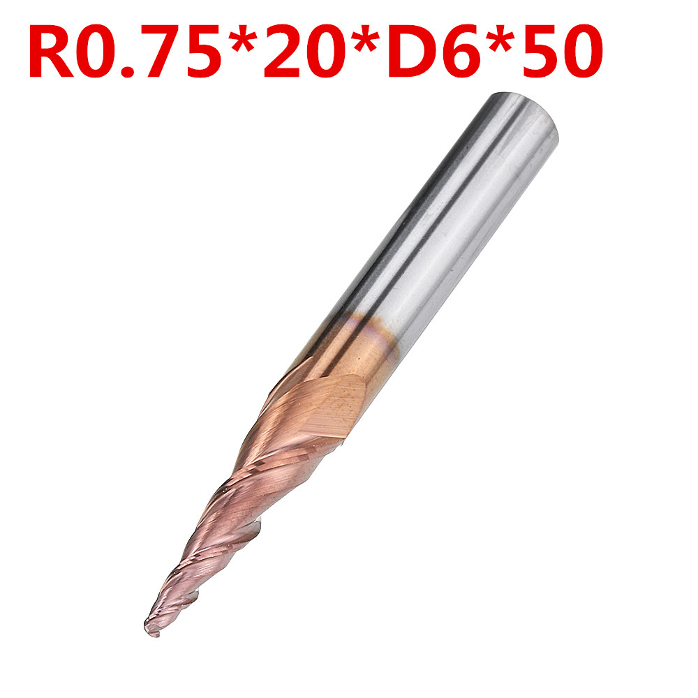 Drillpro-R025-R05-R075-R10-20D650-2-Flutes-Taper-Ball-Nose-End-Mill-HRC50-Milling-Cutter-1467501-3