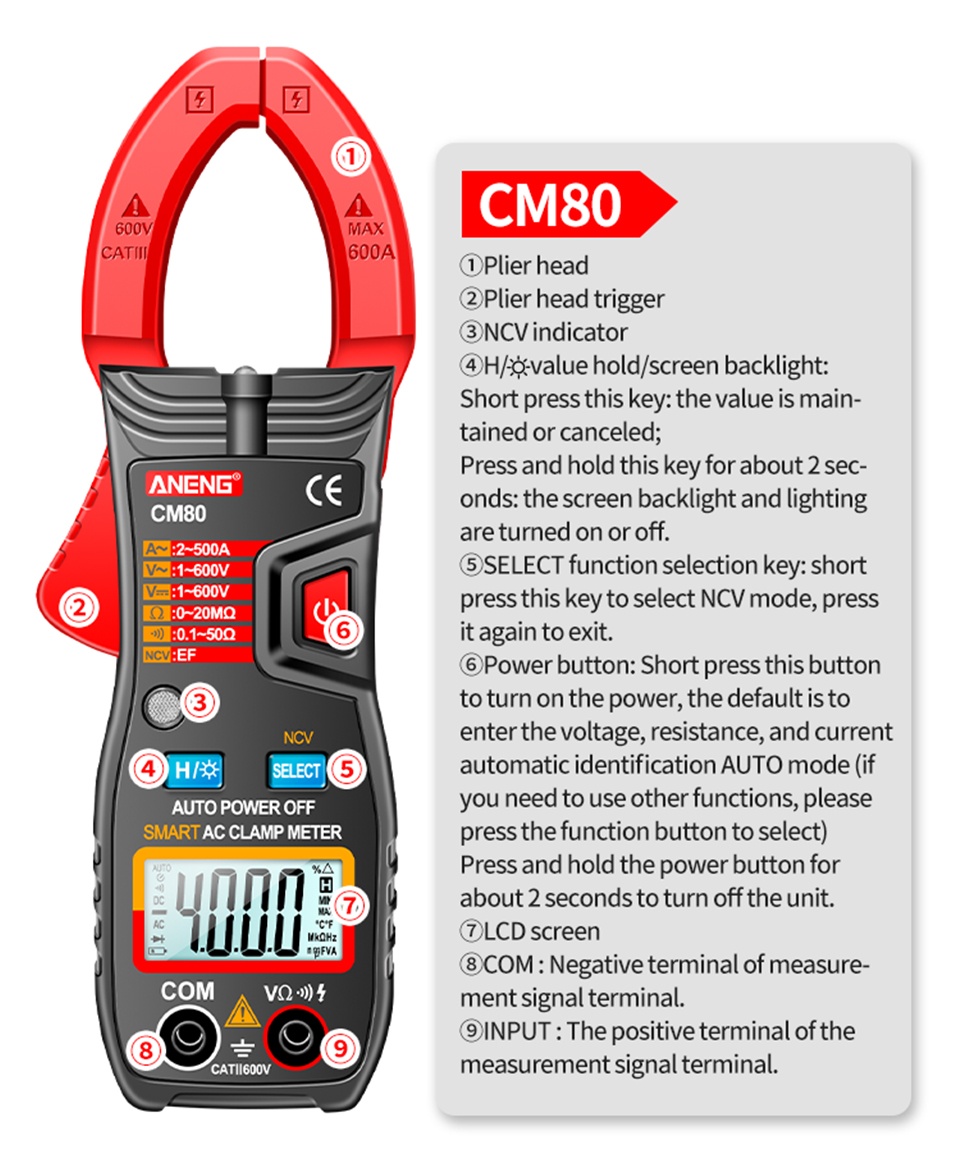 ANENG-CM80-4000-Counts-Smart-Digital-Clamp-Meter-DC-Current-Voltage-Resistance-Tester-Auto-Range-NCV-1947757-4