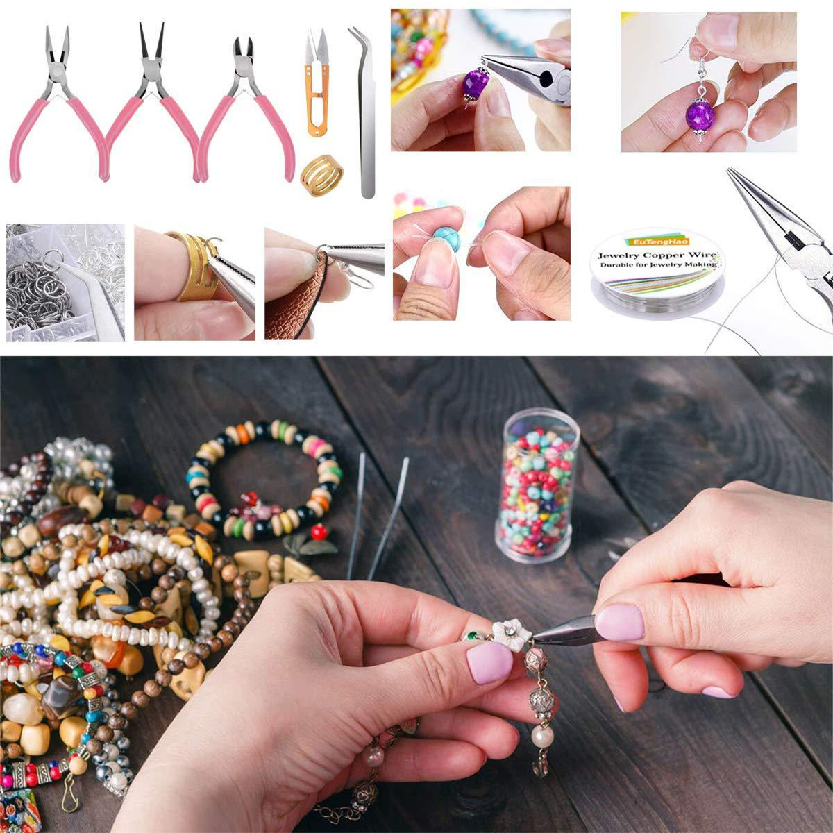 1171Pcs-Jewelry-Making-Tools-Beads-DIY-Bracelet-Earring-Accessories-w-3-Layers-Jewelry-Box-1697231-1