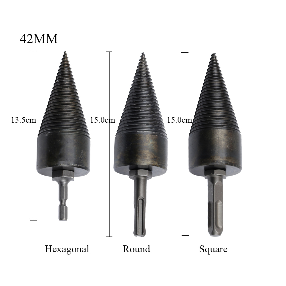 1Pc-Drillpro-3242mm-HSS-RoundSquareHexagonal-Shank-Firewood-Drill-Bit-Splitter-Wood-Split-Cone-Drill-1788833-3