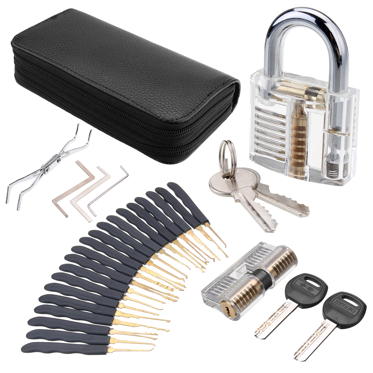 DANIU-24Pcs-Lock-Picks-Training-Tool-Transparent-Practice-Padlock-Set-Locksmith-Tool-1250569-1